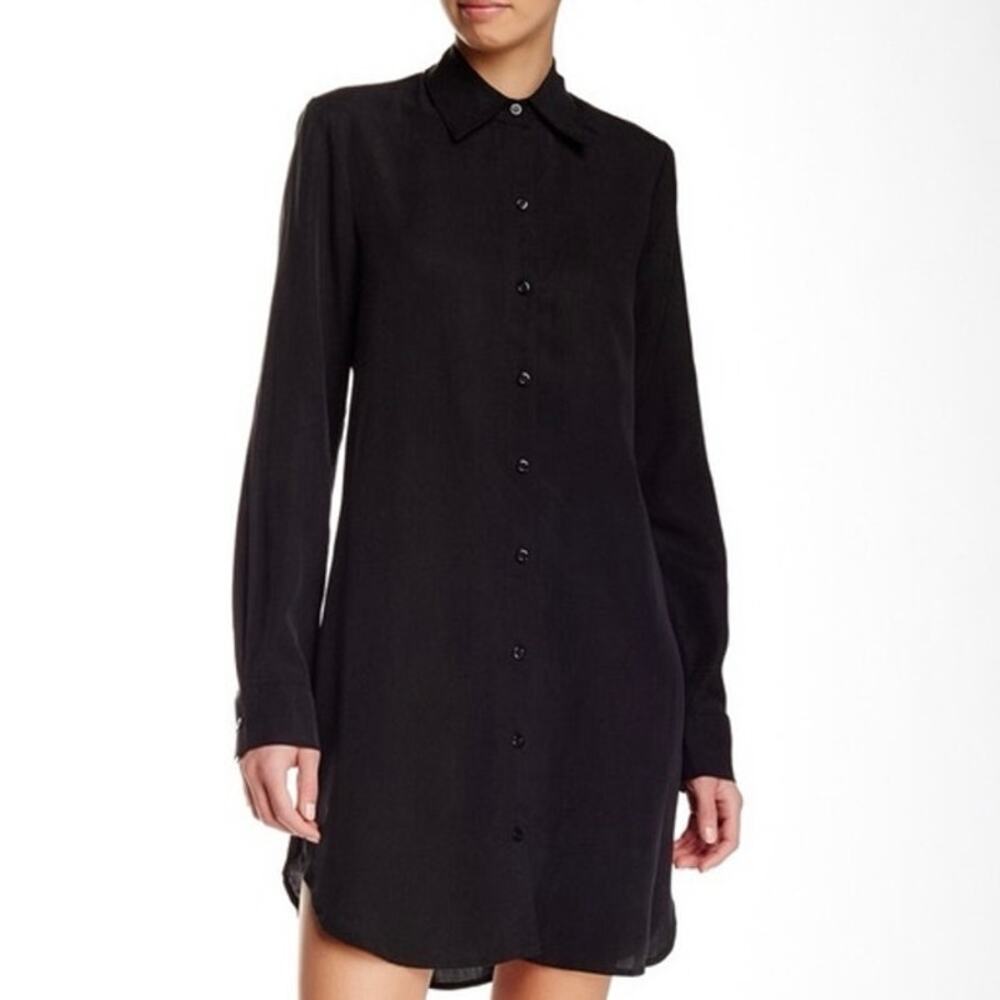 WAYF | NEW Black Button-Down Shirt Dress Casual Work Summer Long Sleeve Preppy